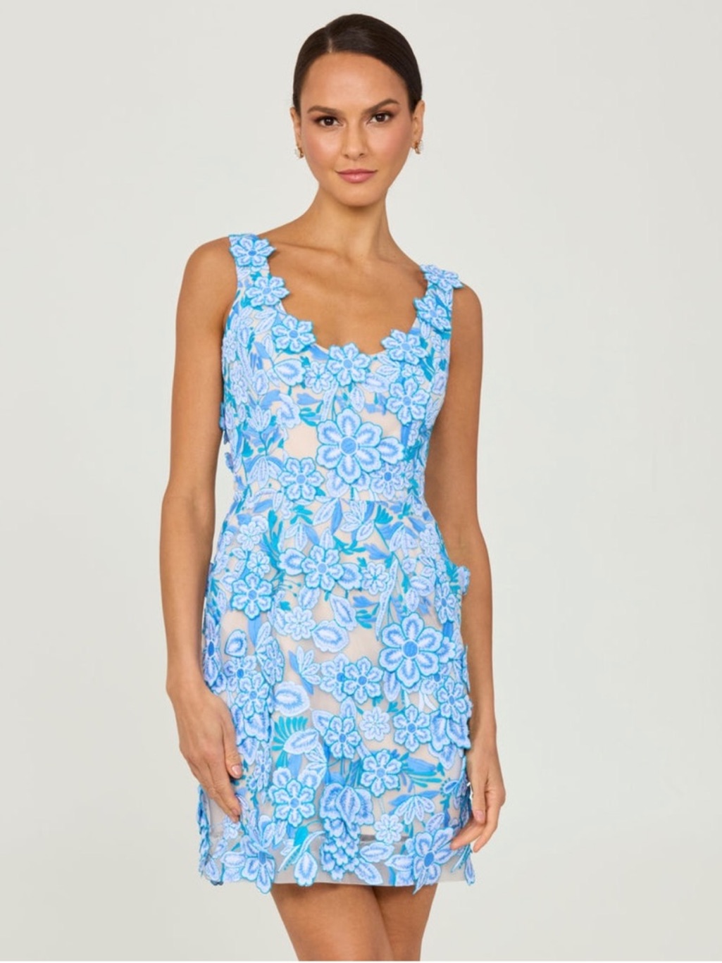 New Helsi Rosana 3d Floral Mini Blue Dress — image 3 of 6